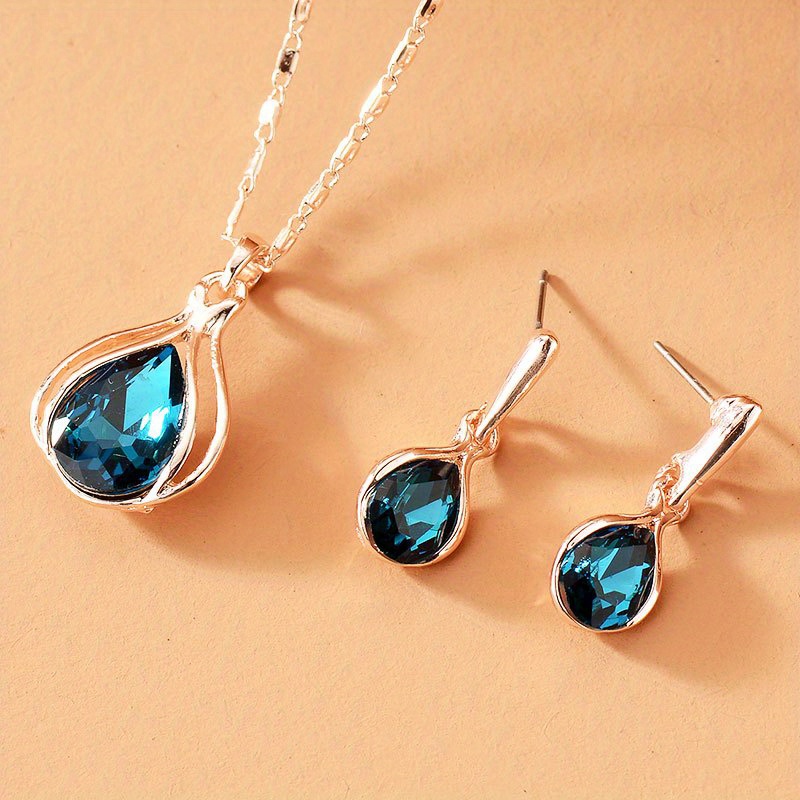 E-shop 2-teiliges Damen-Schmuckset in einfacher Optik, Hängeperlenkette und Ohrringe aus Zinklegierung mit künstlichem , für den täglichen Gebrauch und