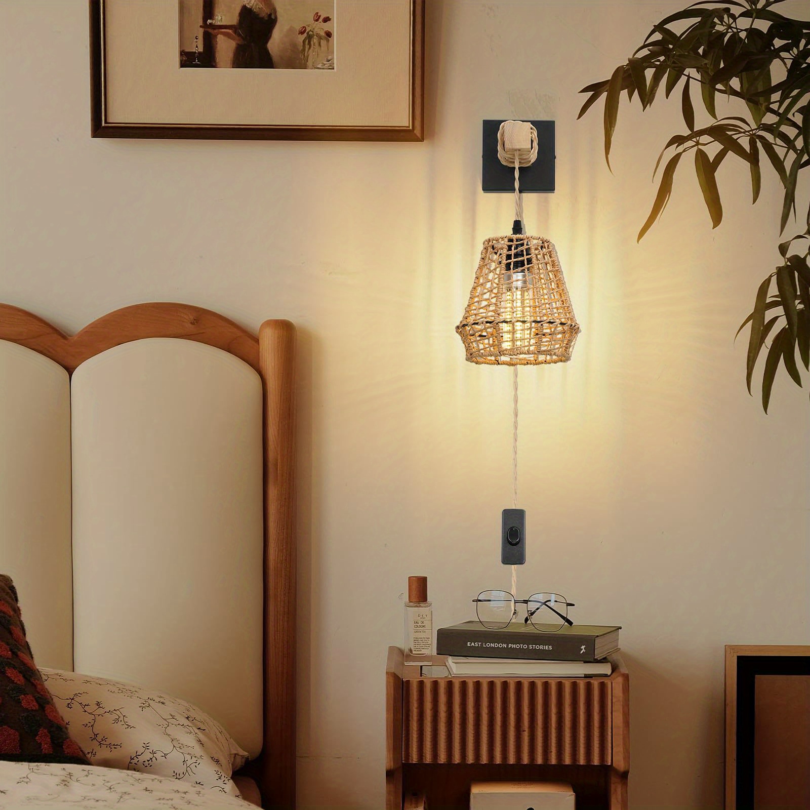 Plugin Wall Lights, Two Wall Lights With Plugin Cords, Rustic Wall