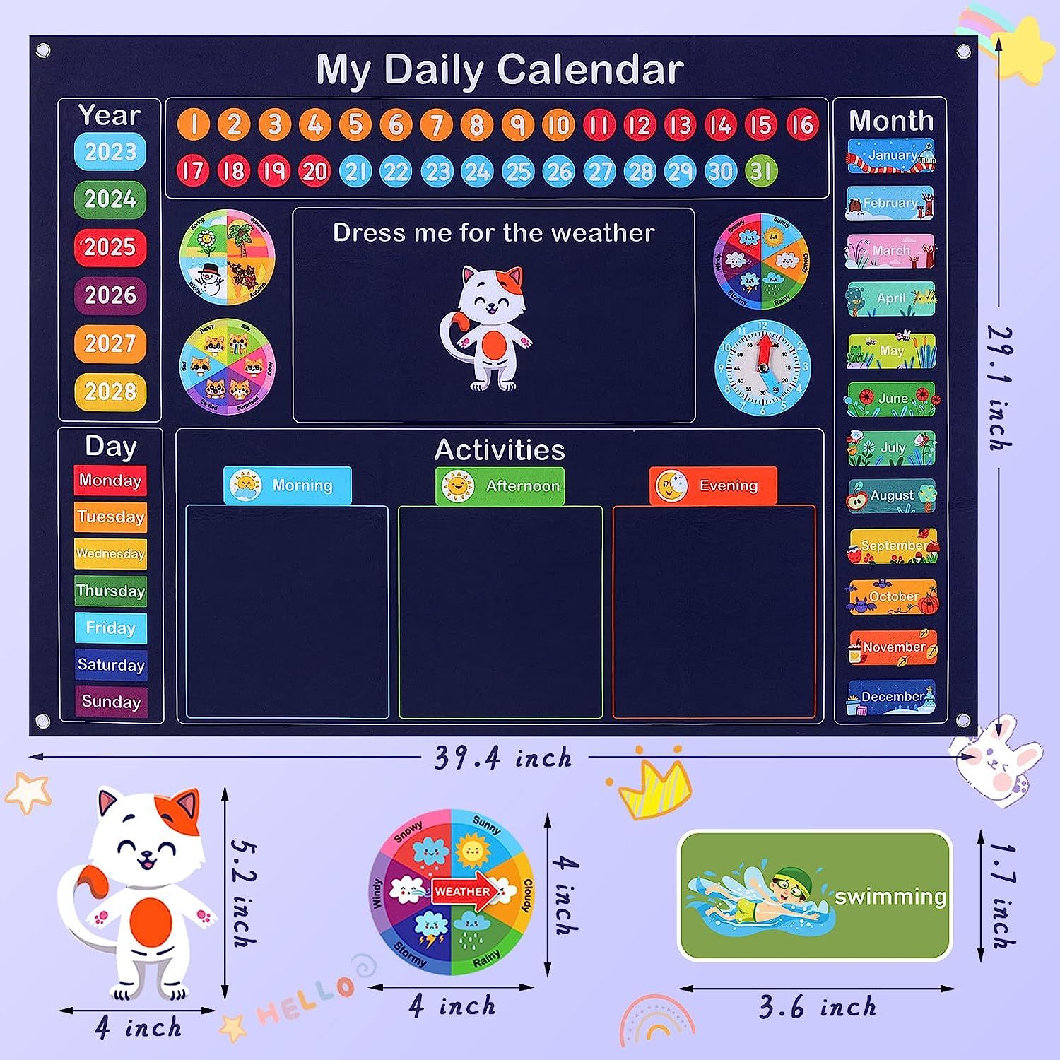 Il Mio Primo Calendario Giornaliero Per Bambini, Centro Di Apprendimento  Essenziale Per Il Tempo Circolare Nelle Classi Prescolari, Attività Di