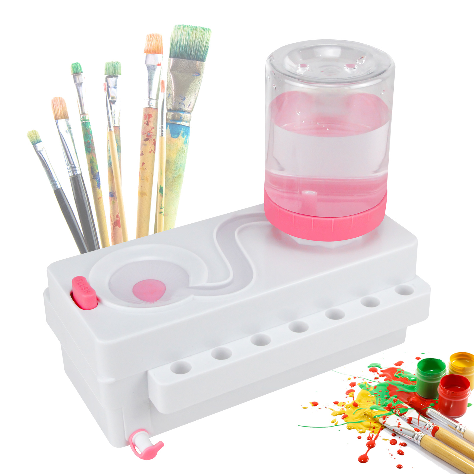 Brush Rinser Set Electric Cleaner Machine For Paint Brush, Makeup Brush,  Running Water Circulation Paint Brush Rinser, Art Supplies for Acrylic and