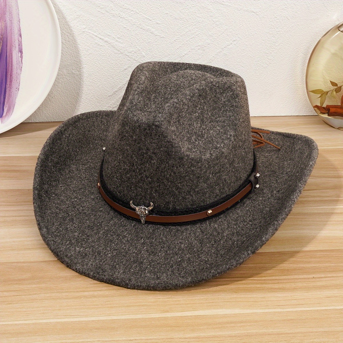 Bull Head Belt Cowboy Hat Solid Color Western Jazz Fedora Unisex Lightweight Sun Hat Trendy Cowgirl Hats for Women & Men,Cowboy Boots Men,Temu
