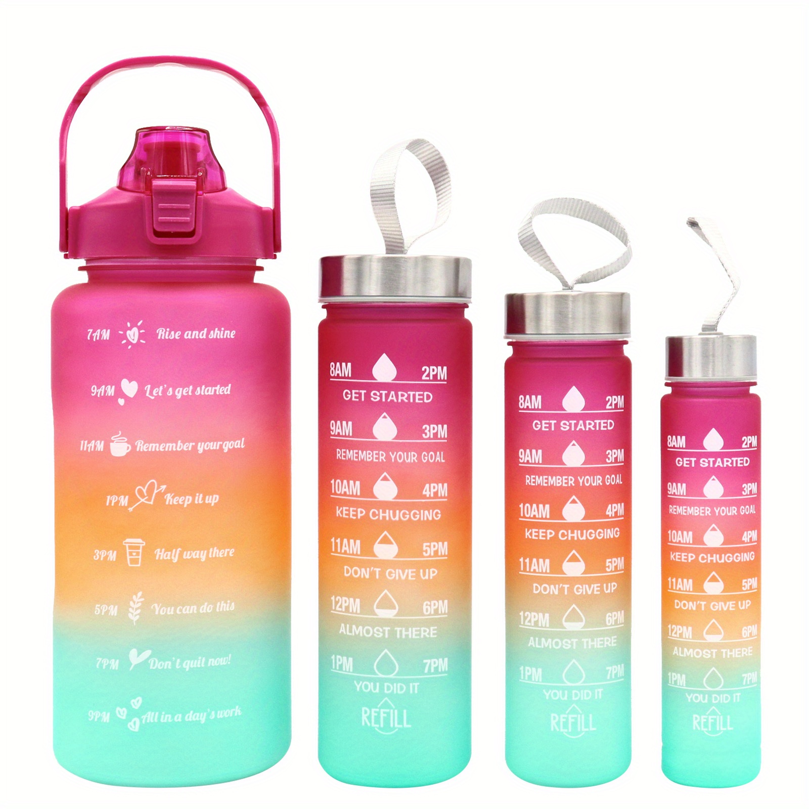 3pcs, Motivational Water Bottle Set, Gradient Color Plastic Water Bottles, Sports  Water Cups, Portable Drinking Cups, Summer Drinkware, For Camping, Hiking,  Fitness, Home Kitchen Items, Birthday Gifts, 64oz+32oz+15oz, Back To School  Supplies