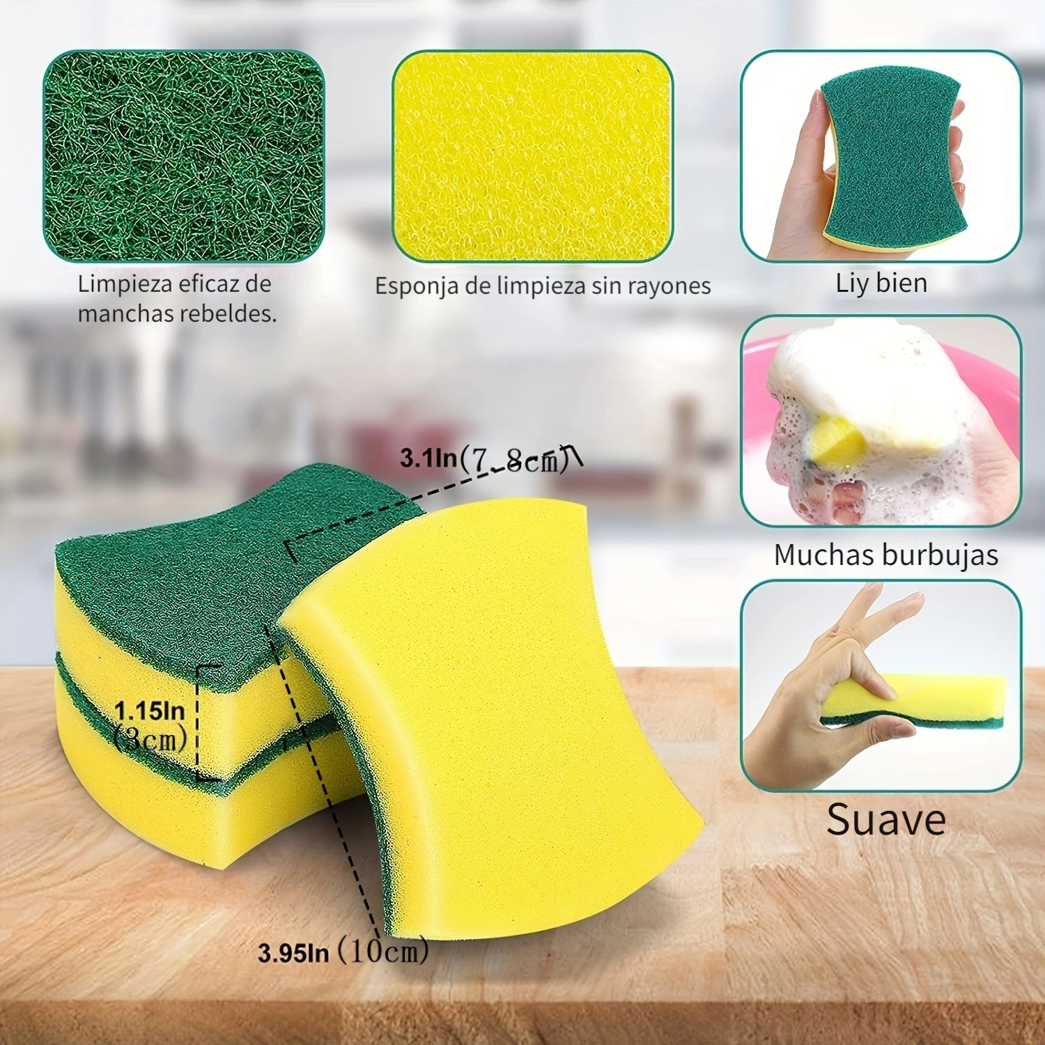 Esponja de fibra de madera combinada con el concepto de estropajo vector de  paño de cocina jabonoso limpieza del hogar