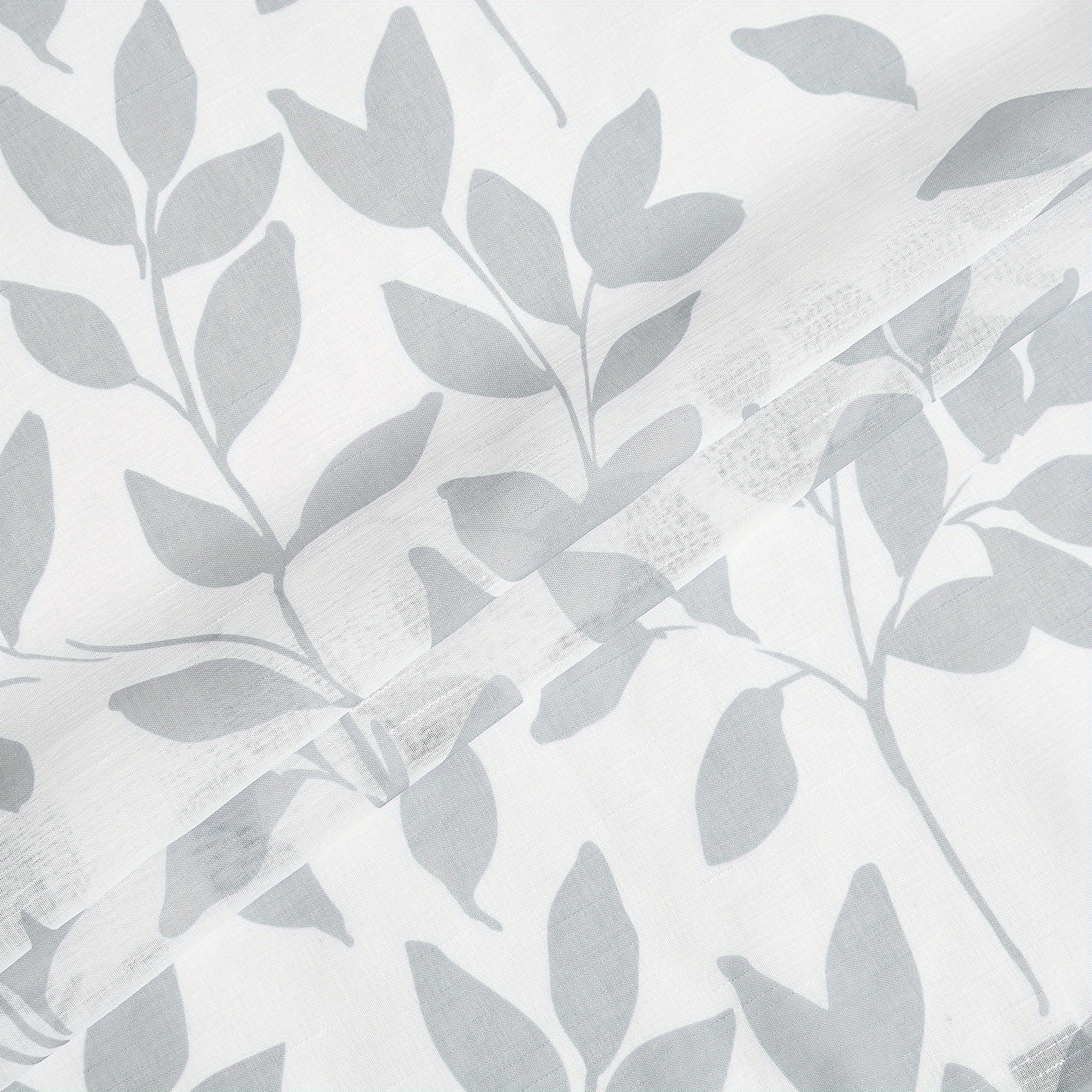 2pcs Leaf Printed Sheer Curtain, Rod Pocket Window Treatment For Bedroom Office Room Study Home Decor