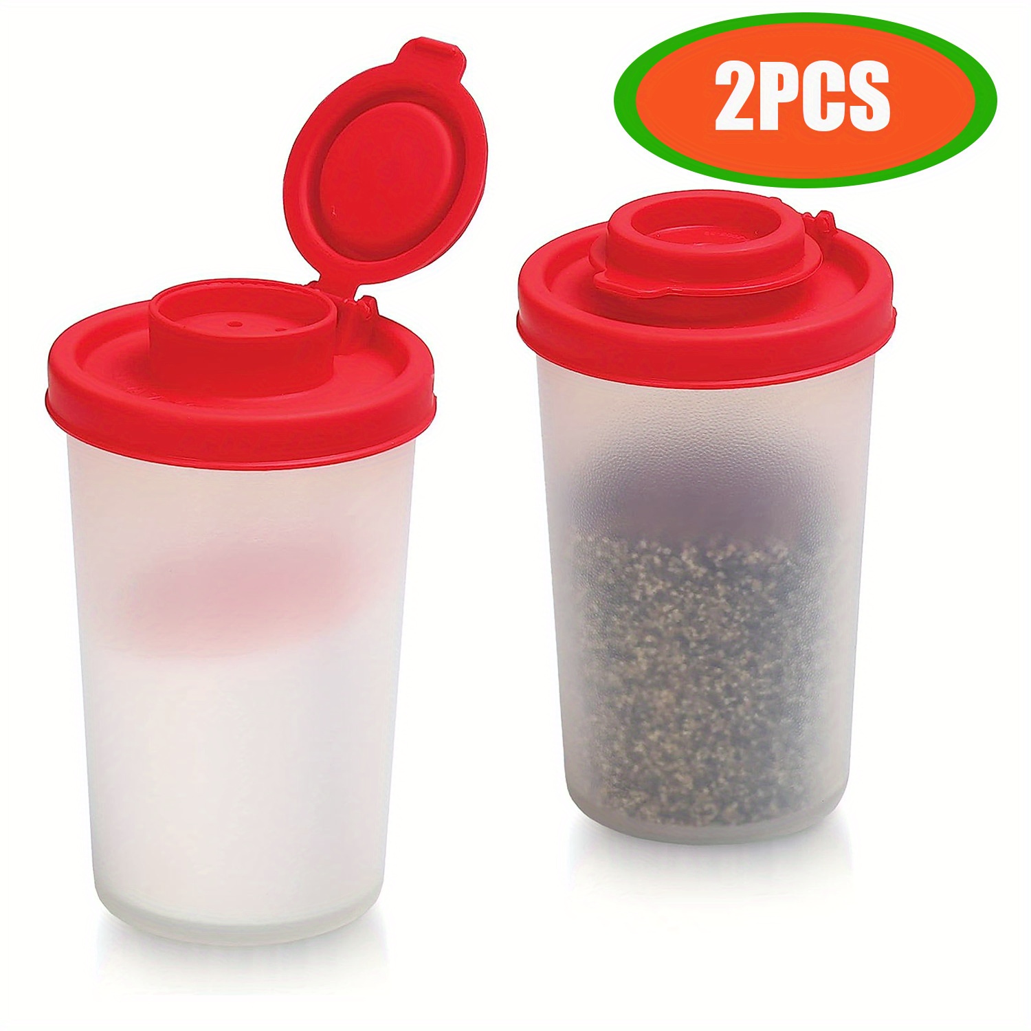 TEMU Salt And Pepper Shakers Set, Moisture Proof, Plastic Salt Shaker With Lid For Camping Outdoors Kitchen Lunch 2 Pack Salt And Pepper Shakers