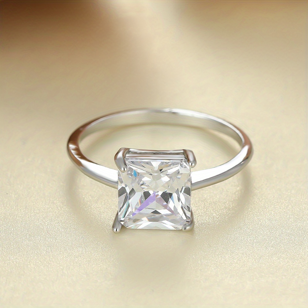 Square Shape Zirconia Solitaire Ring