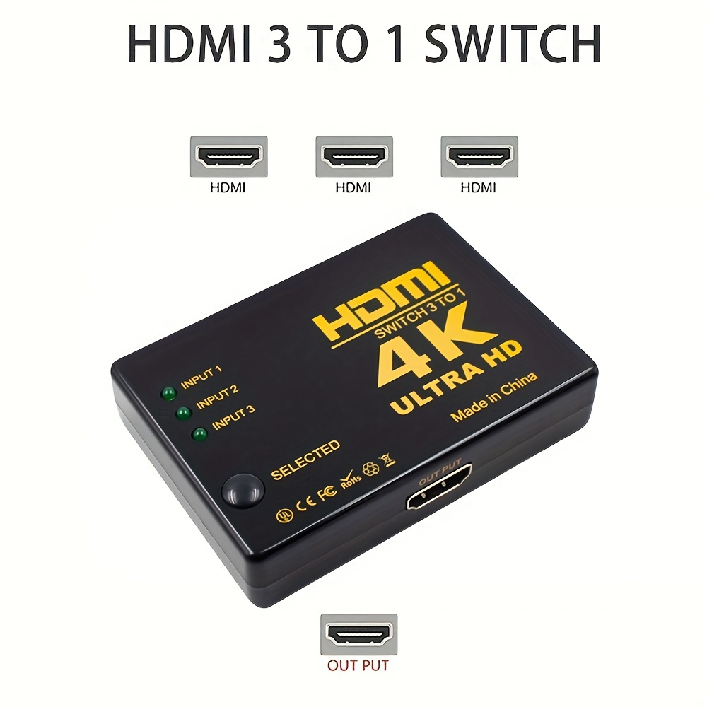 Divisor Hdmi 1 en 2 salidas 3d 4k 1080p Distribuidor Hdmi Divisor 1 x 2  Hdcp 1.4 Amplificador de distribución Hdmi con cable USB Compatible Pc Ps3  Hdtv Blu-ra