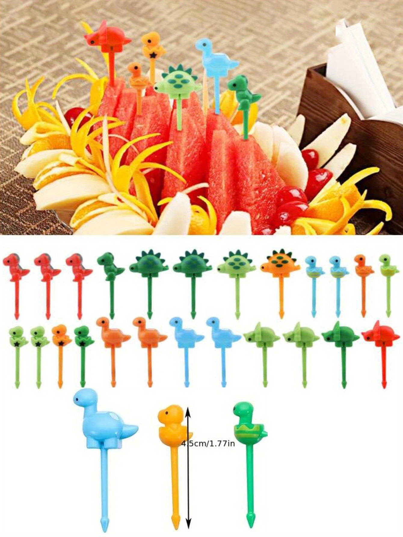 32Pcs Food Picks for Kids Cute Cartoon Mickey Unicorn Dinosaur Fruit Forks  Reusable Toddler Mini Toothpick Lunch Box Accessories