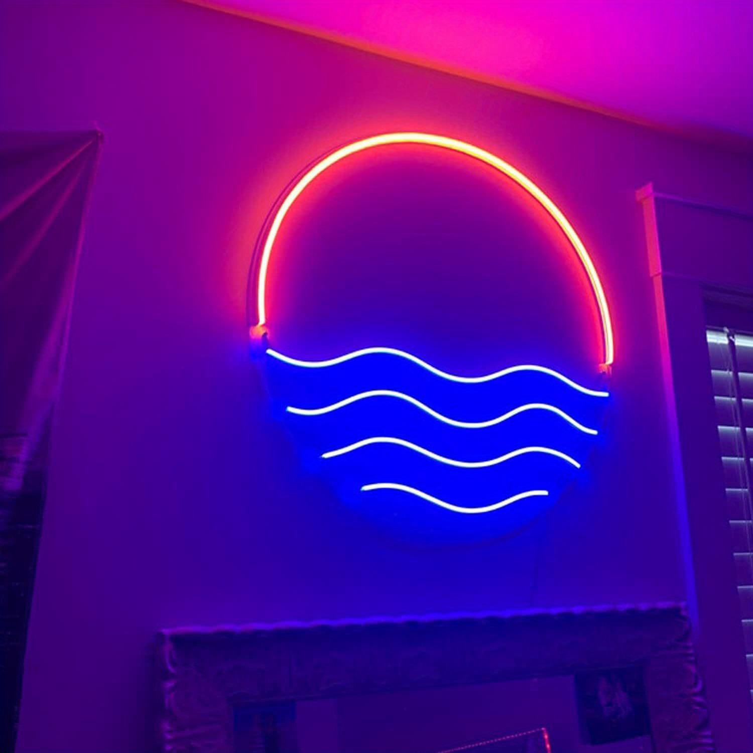 Sunset Ocean Neon Lights Room Bedroom Living Room Decorative Temu