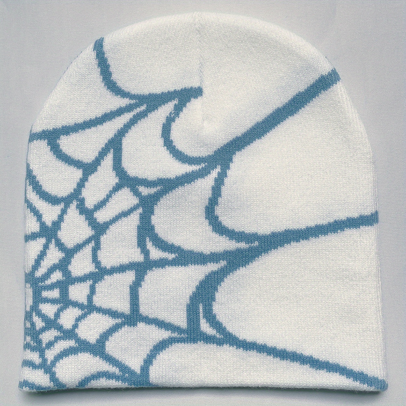 Image of Knitted Hat For Men And Women, Jacquard Design For Autumn And Winter, Outdoor Cycling Hat With Web Pattern, Warm Adult Cap, Stylish Headwear
