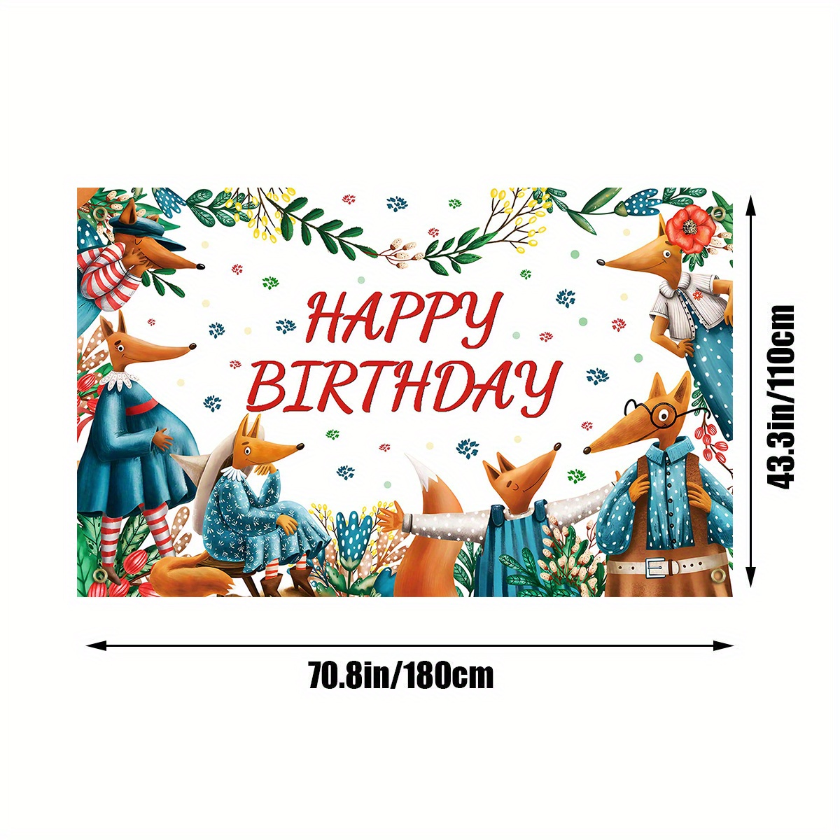 1pc, Happy Birthday Decorations Backdrop Banner (5.9ft X 3.6ft), Fox  Animals Photo Background Happy Birthday Decoration, For Birthday Banner  Baby Dec