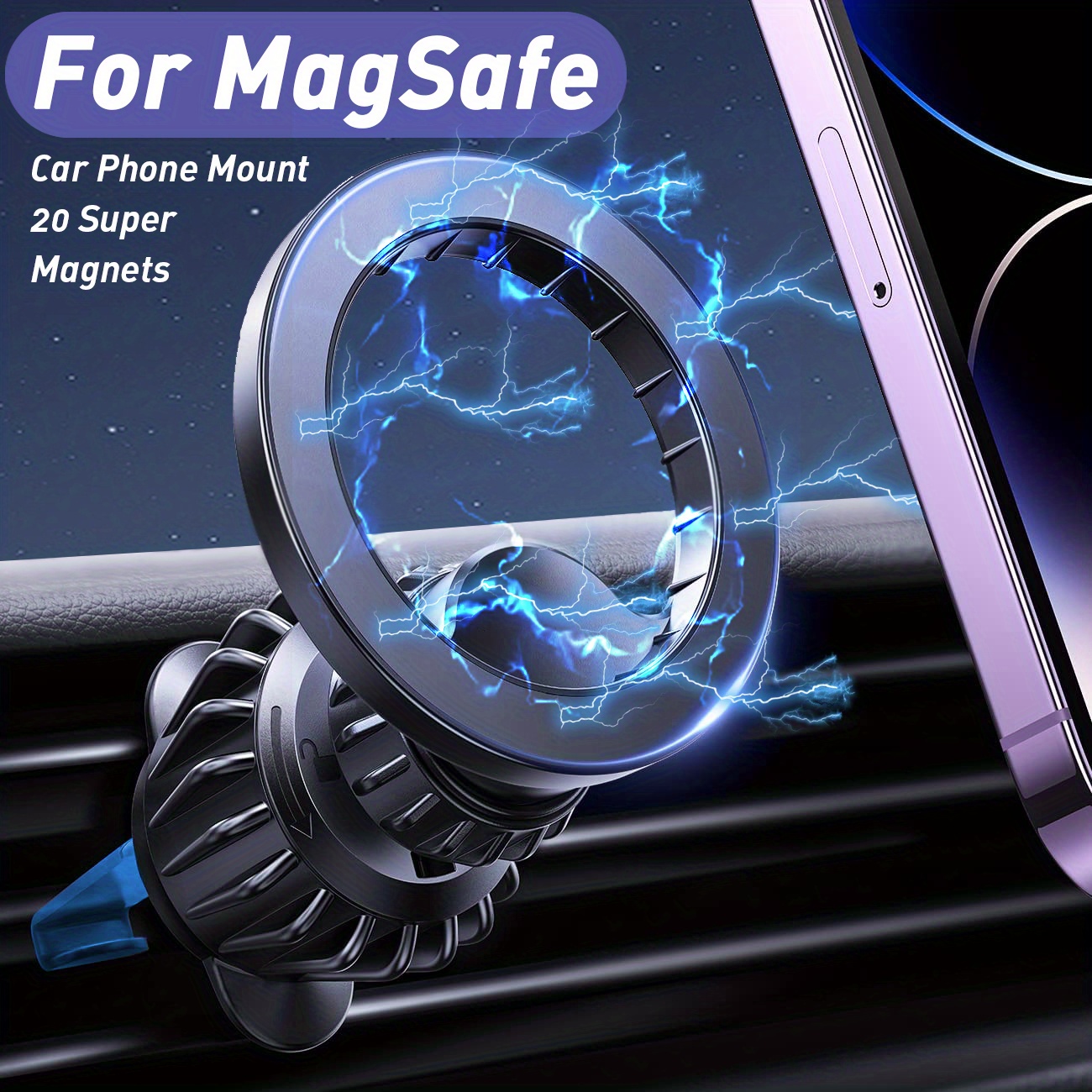 Soporte cargador coche MagSafe, magnético para teléfono ventilación para  coche