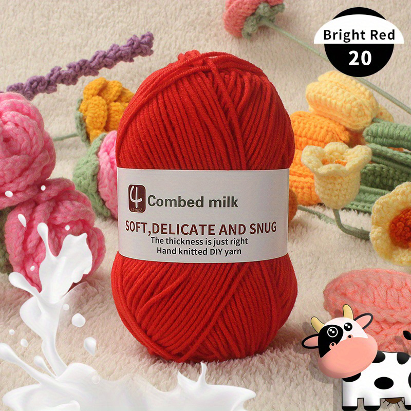 8pcs Solid Color 4 Ply Cotton Yarn For Knitting And Crocheting 25g