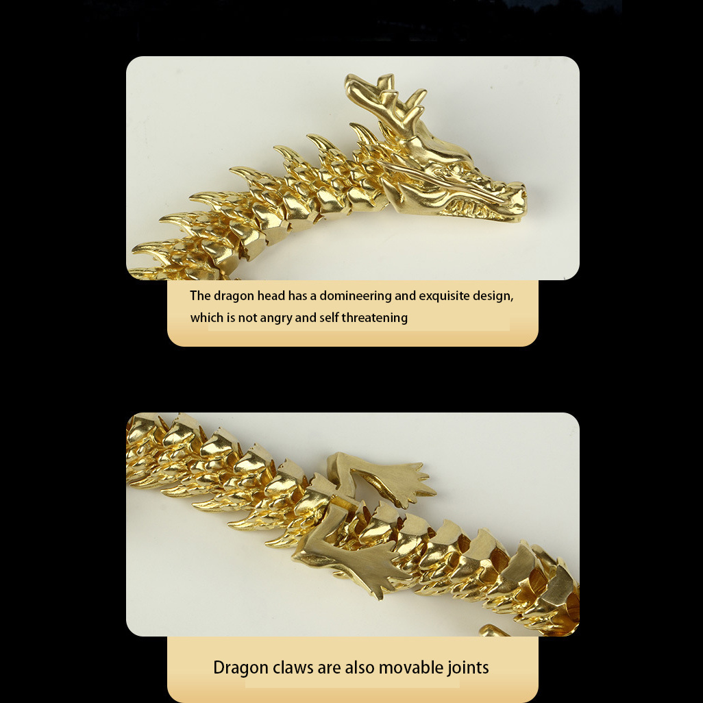 神話の優雅さ 幸運の中国龍の置物 金色の3d干支デコレーション デスク