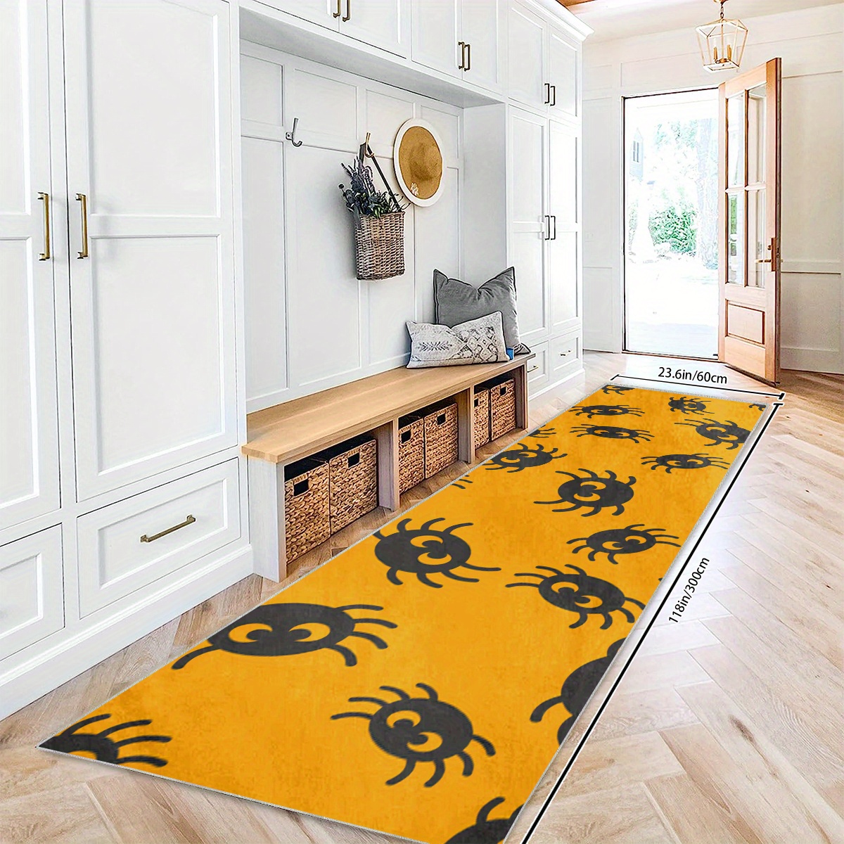 Spider Print Area Rug, Black Halloween Floor Mat, Perfect For Entry,  Hallway, Kitchen, Office, Dorm, Bedroom, Hardwood Floors, Living Room, Fall  Halloween Home Decor - Temu