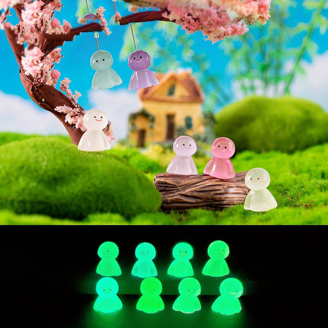 10Pcs Mini Luminous Fish Decorations Resin Crafts Moss Garden Fairy  Dollhouse Ornaments Fish Tank Micro Landscape Desktop Decor