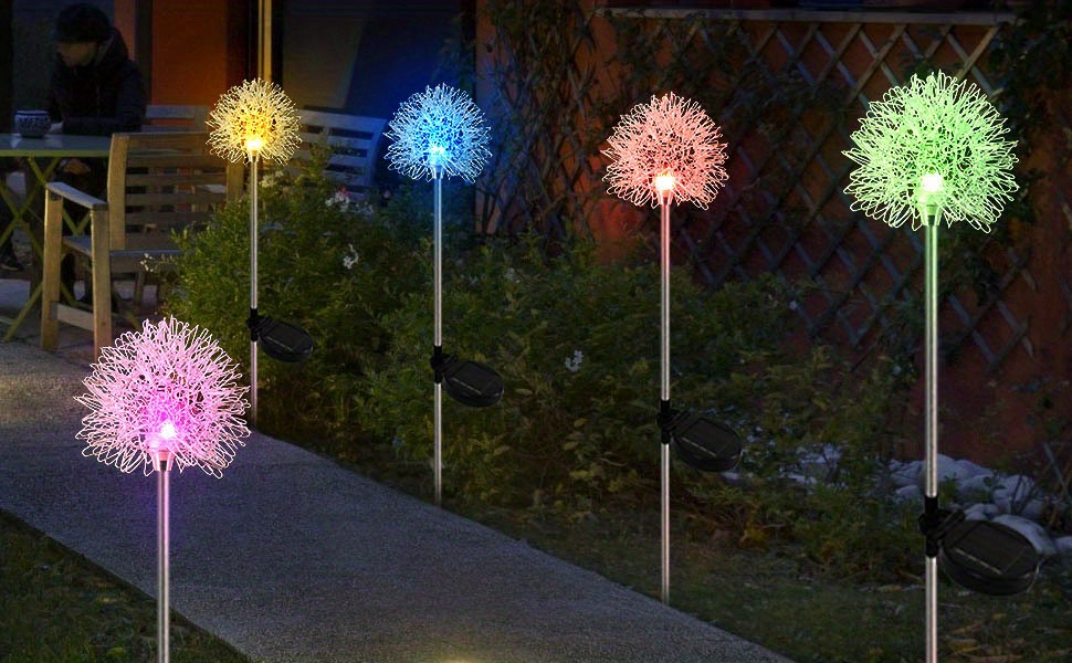 Dandelion Garden Stakes Solar Flower Lights Outdoor Led - Temu