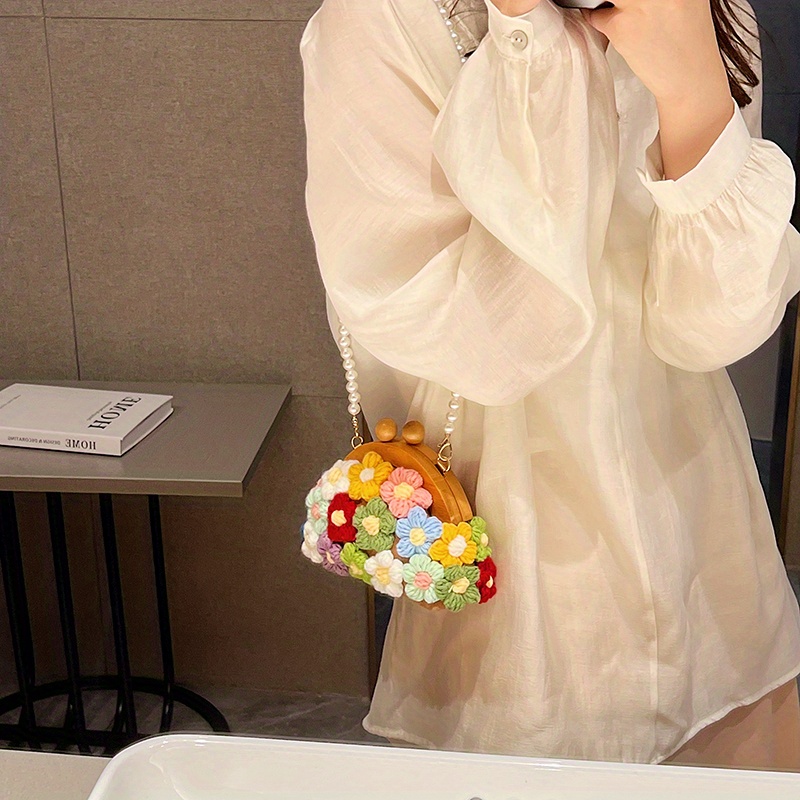 Crochet Flower Handbag Women Boho Style Summer Crossbody Bag - Temu