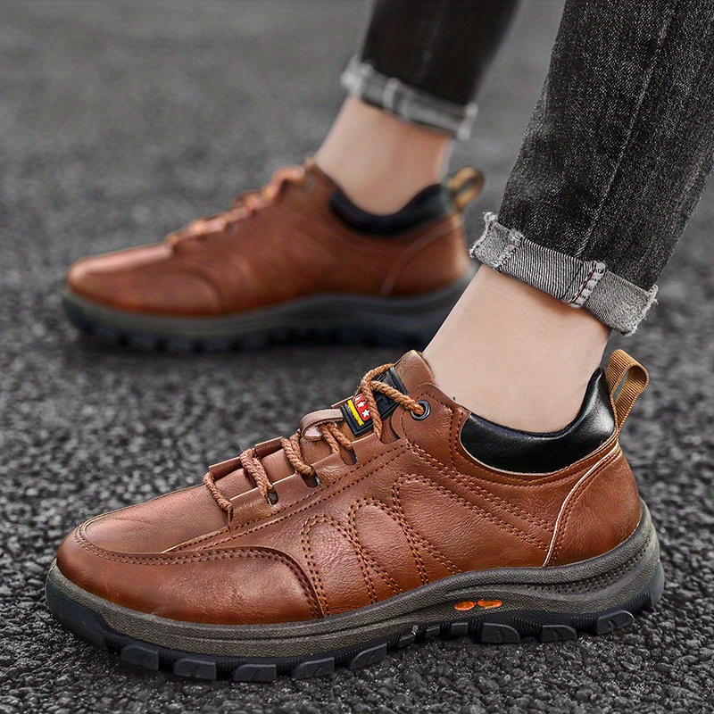 mens lace up sneakers casual easy to clean walking shoes comfortable and breathable shop on temu and start saving details 2