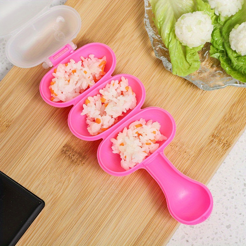 1pc polypropylene triple section spherical mold for diy sushi rice balls and meatballs   food shaping tool for kids and adults details 3