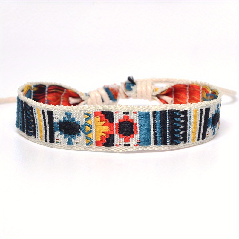 Embroidery Floral Bracelet Bohemian Ethnic Style Gift Retro Simple Casual Hand Rope Embroidery Webbing Braided Bracelet