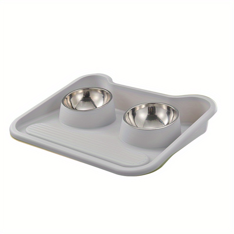 Dog Bowls with Mat,Tilted Cat Bowl Set with Silicone Mat for Food and  Water,Non