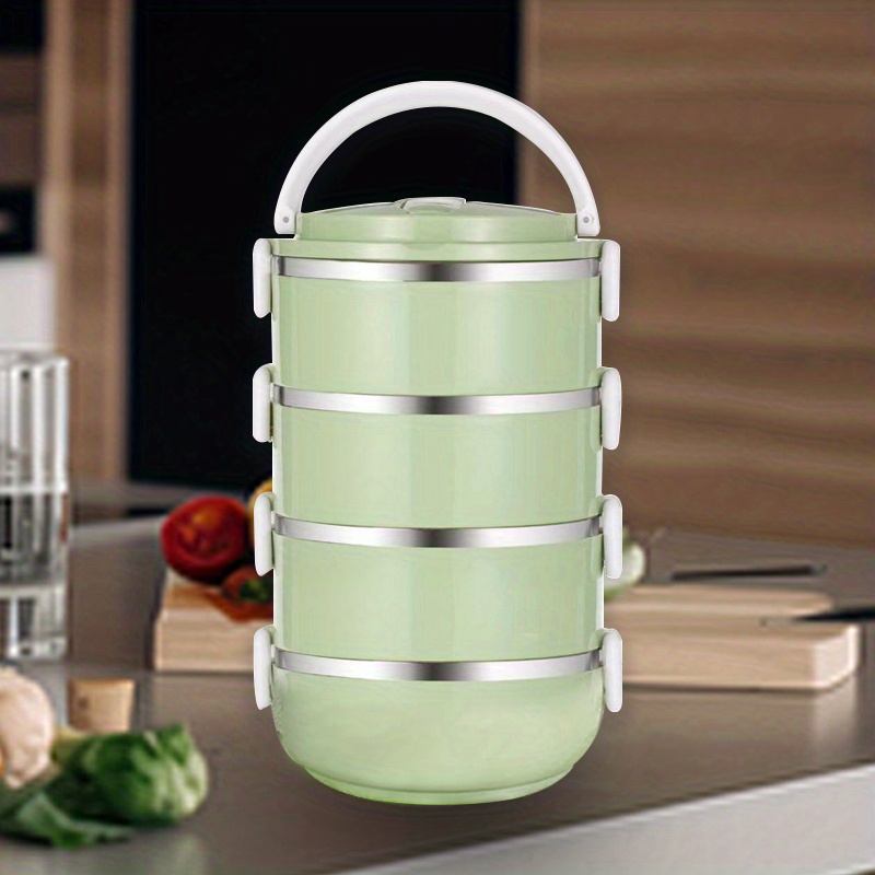 1pc Stainless Steel Insulated Lunch Box With Double Layer