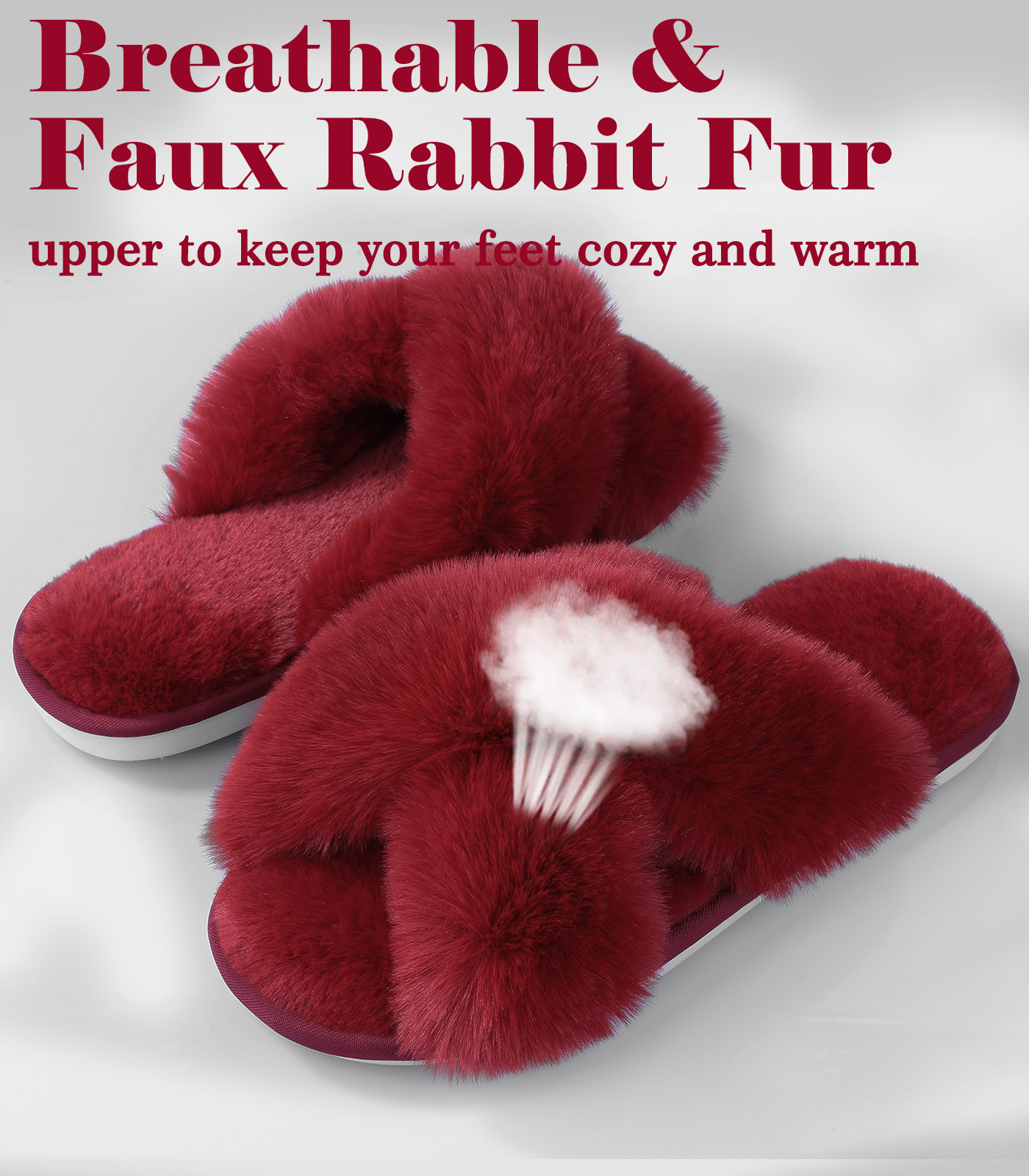 Yours Women's Cross Strap Faux Fur Slippers