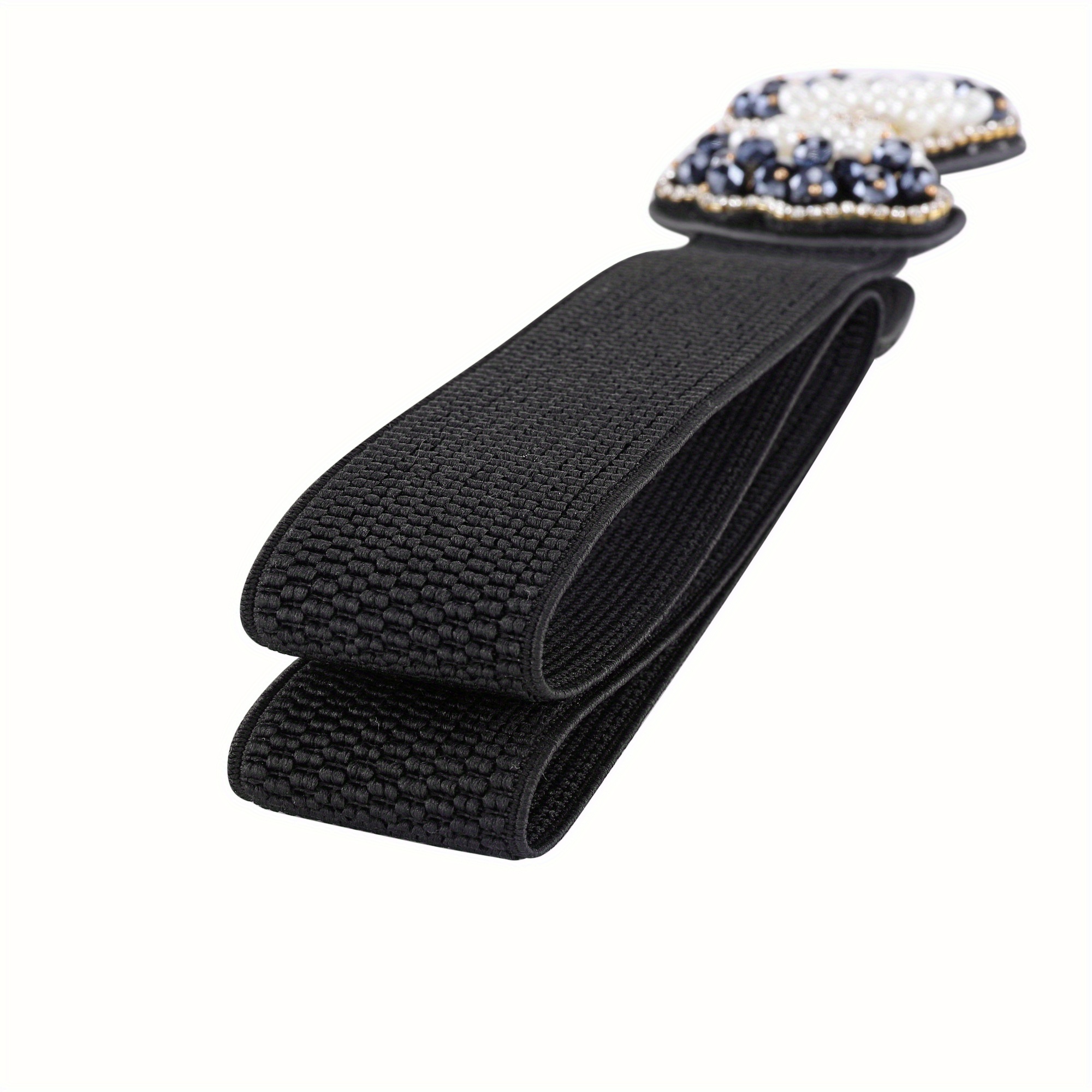 Bamboo Square Buckle Faux Straw Elastic Belt main image 0
