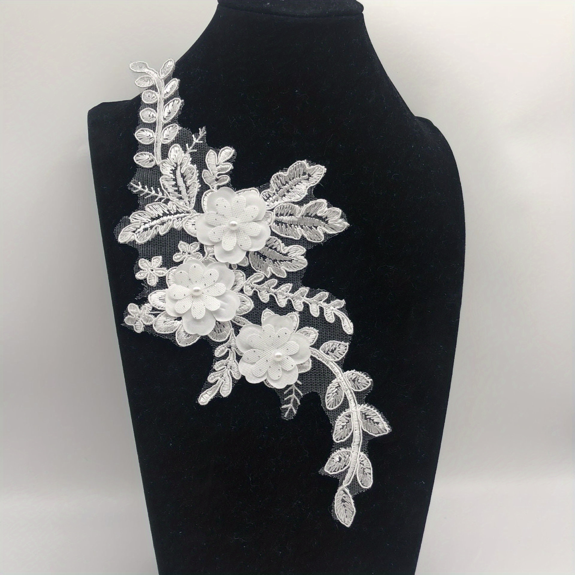 1pc Three-dimensional Embroidered Lace Applique For Wedding Dresses, Formal Gowns, And Accessories