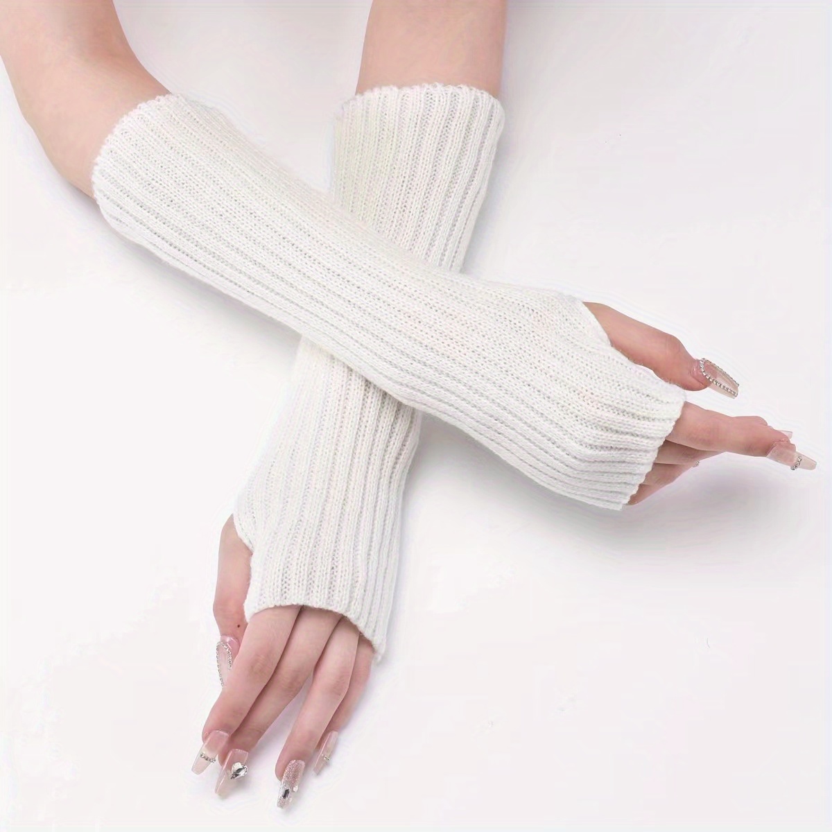 Warm and Stylish Women's Fingerless Long Gloves - Perfect for Outdoor Activities