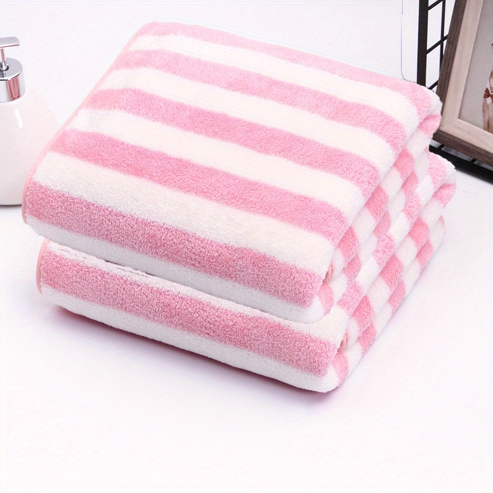 1pc Thickened & Absorbent Bath Towel Stripe Soft Household Wrap-around Towel  For Adults