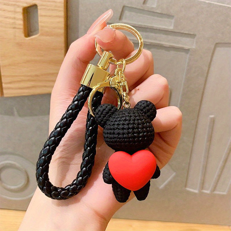 Love Heart Rabbit Bunny Keychain Cute Cartoon Animal Keyring