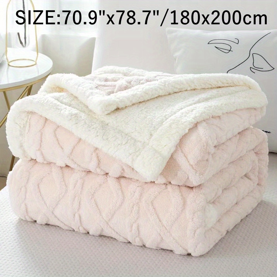 Warm And Cozy Sherpa Bed Blanket - Thickened Thermal Blanket For Travel,  Lunch, And Home Decor - Temu