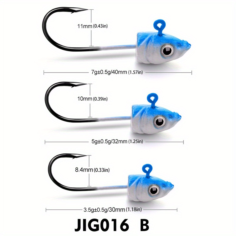 Adoolla 5pcsFish Head Jig, Fishing Hooks, Lure Fish Head Jig High Strength  Fishing Hooks Swimbait Suitable for Seawater Freshwater A 5g : :  Sports & Outdoors