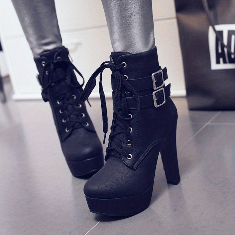 High-heeled Platform Mid-calf Boots, Women Shoes