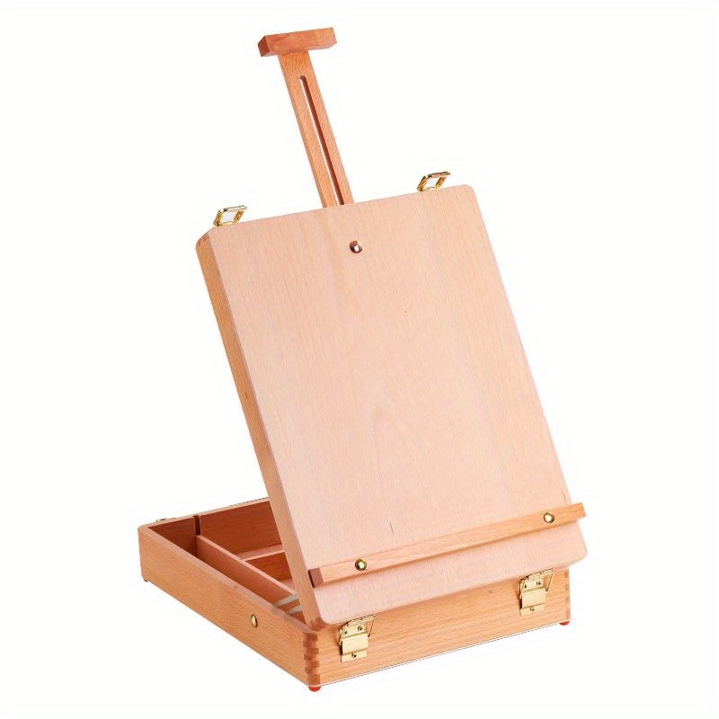 1pc Easel Storage Box, Wooden Portable Sketch Rack Storage Bin, Watercolor  Sketching Box, Desktop Easel Adjustable Painting Box