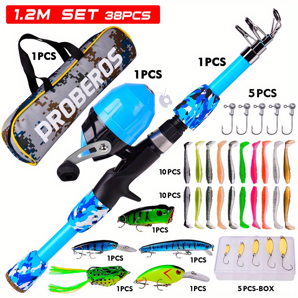 Fishing Rod Set with Reel Bait Wt:10-30g Power Spinning Fishing Rod Travel  Gift Rod 1.6m-2.4m Ultralight Carbon Telescopic Lure