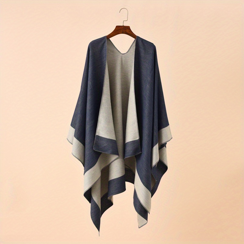 Cashmere Shawl Solid Warm Blanket Open Front Poncho Cape Casual Outdoor Shawl