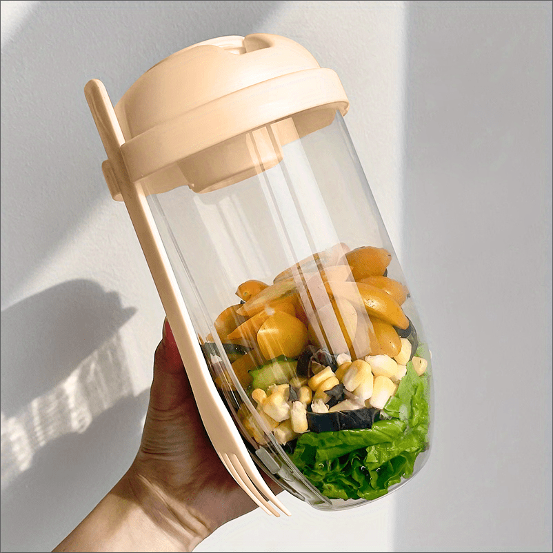 Salad Cup, Salad Meal Shaker Cup, Plastic Healthy Salad Container Wih Fork,  Salad Dressing Holder, Salad Cup For Picnic Lunch Breakfast, Salad Cup With  Lid, Portable Salad Cup For Outdoor, Kitchen Gadgets