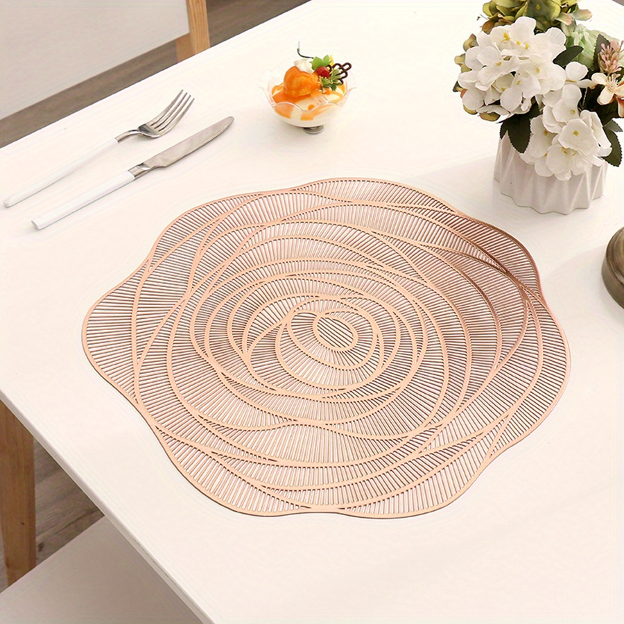 Round Placemats Plastic Mats Single Rose Flower Pvc Plastic - Temu