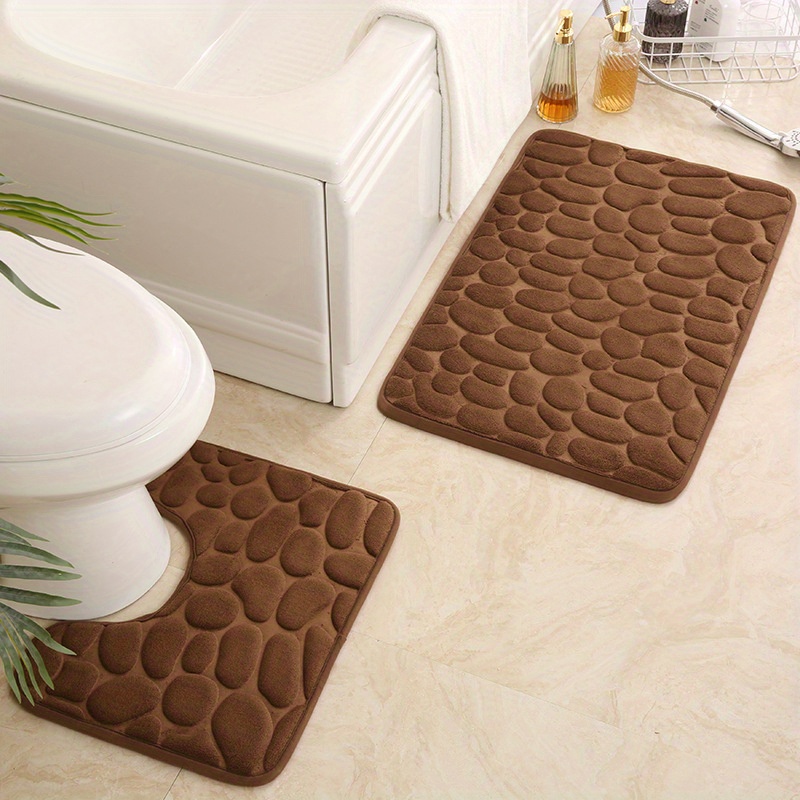 Set 3 Piece Memory Foam Bathroom Rug Grey Non-Slip Extra Absorbent Toilet  Bath Foot Mats Sets Soft & Dry Home Washable Carpets