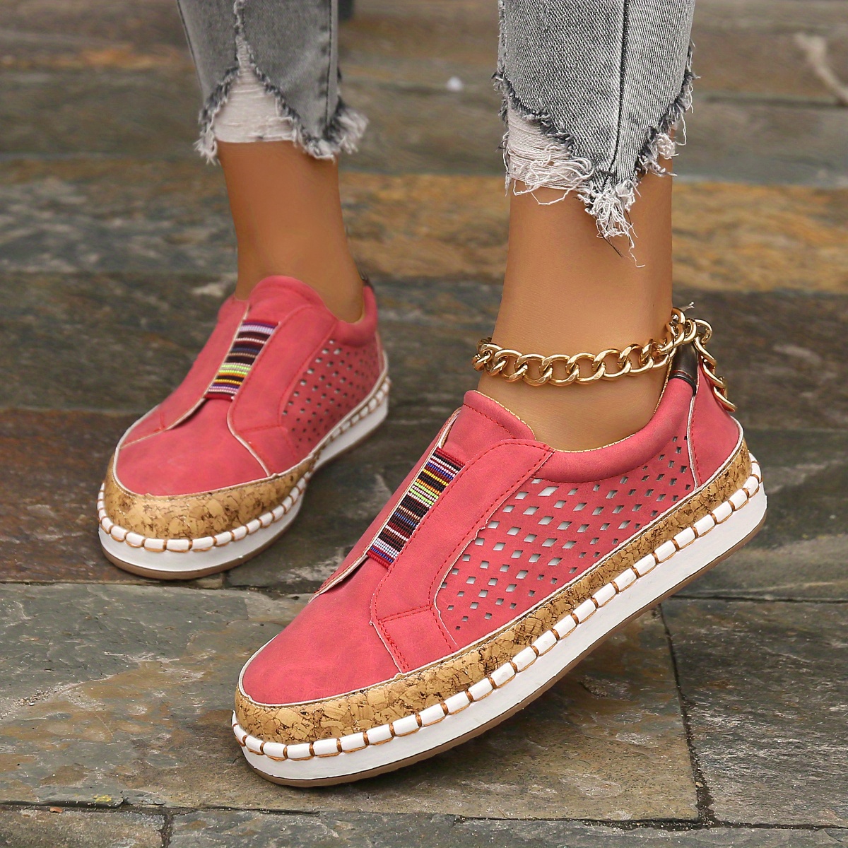 Women s Hollow Out Flat Loafers Comfortable Soft Sole Slip On Walking 