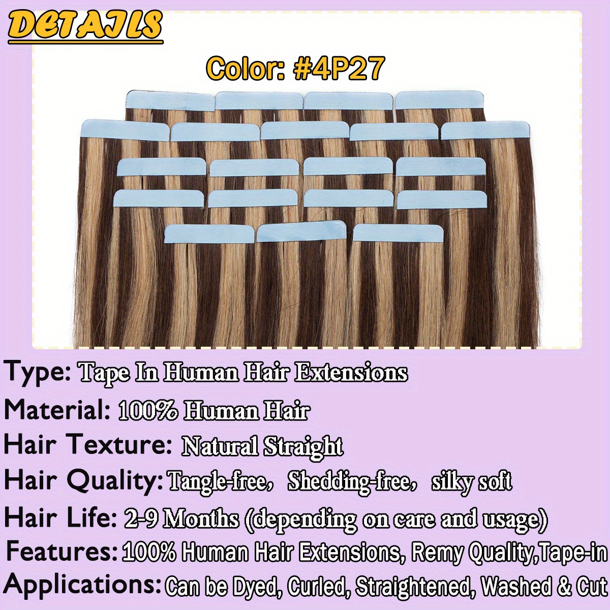20pcs 50  in 100 human hair extensions seamless skin weft smooth   hair   16 18 20inch long straight   natural looking   details 0