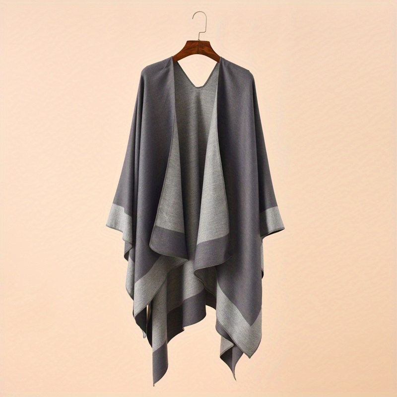 Cashmere Shawl Solid Warm Blanket Open Front Poncho Cape Casual Outdoor Shawl