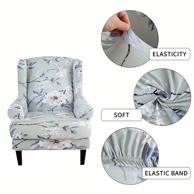 1 pieza Funda de sofá para sillón orejero con patrón de flor ala silla  moderno poliéster para casa, Moda de Mujer
