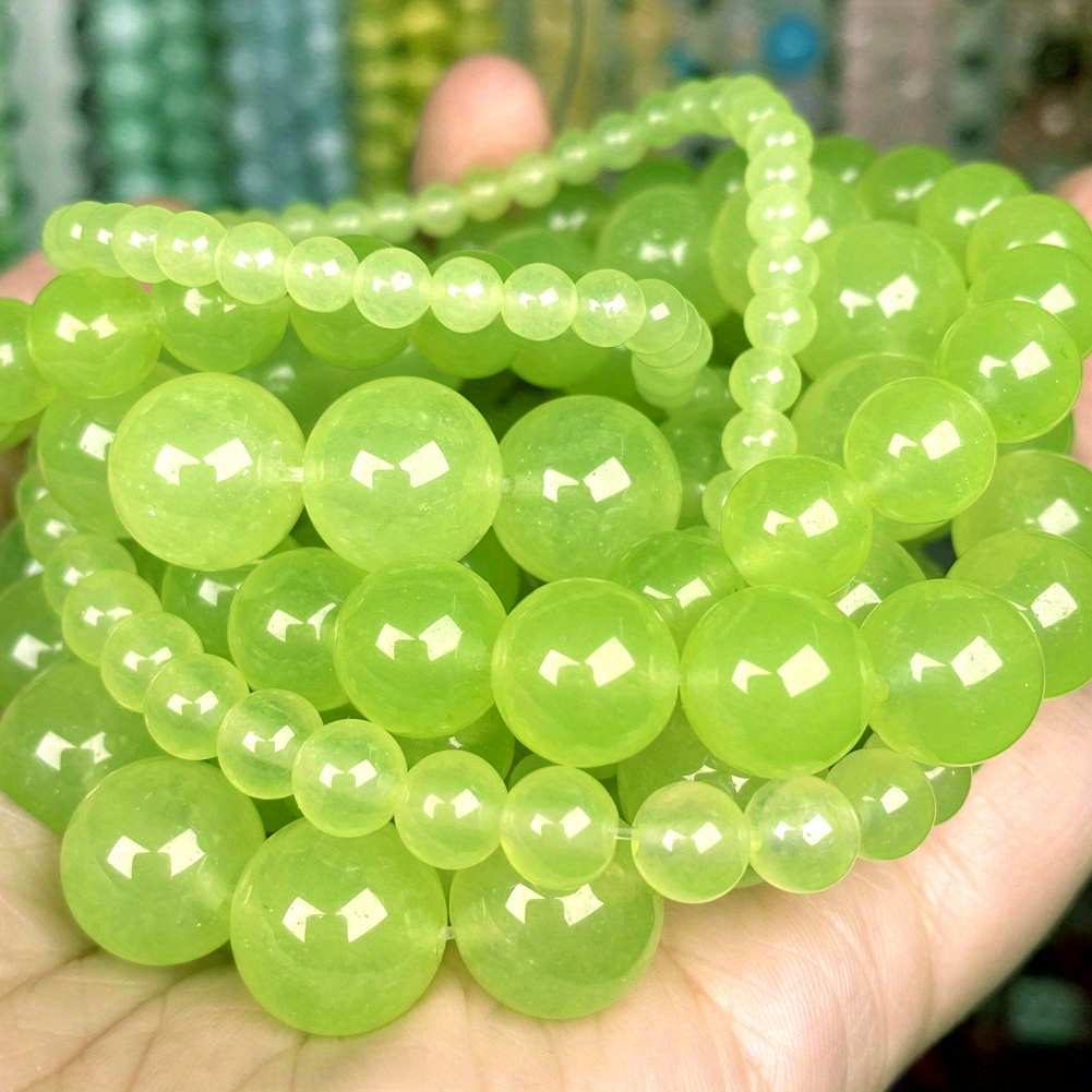 4mm(0.157inch)-12mm(0.472inch) Natural Green Jades Stone Beads Round Loose  Beads For Jewelry Making DIY Necklace Bracelet Earring Accessories