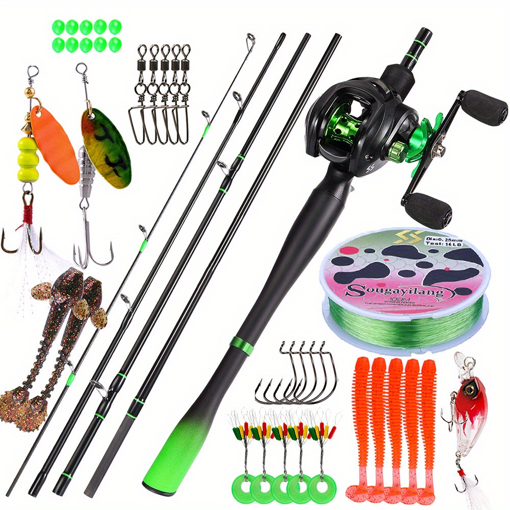  Fishing Poles Casting Fishing Combo Sections Carbon Fiber  Fishing Rod Baitcasting Reel Set Fishing Rod Caña De Pescar (Size : 1.8m  and Left Hand) : Sports & Outdoors