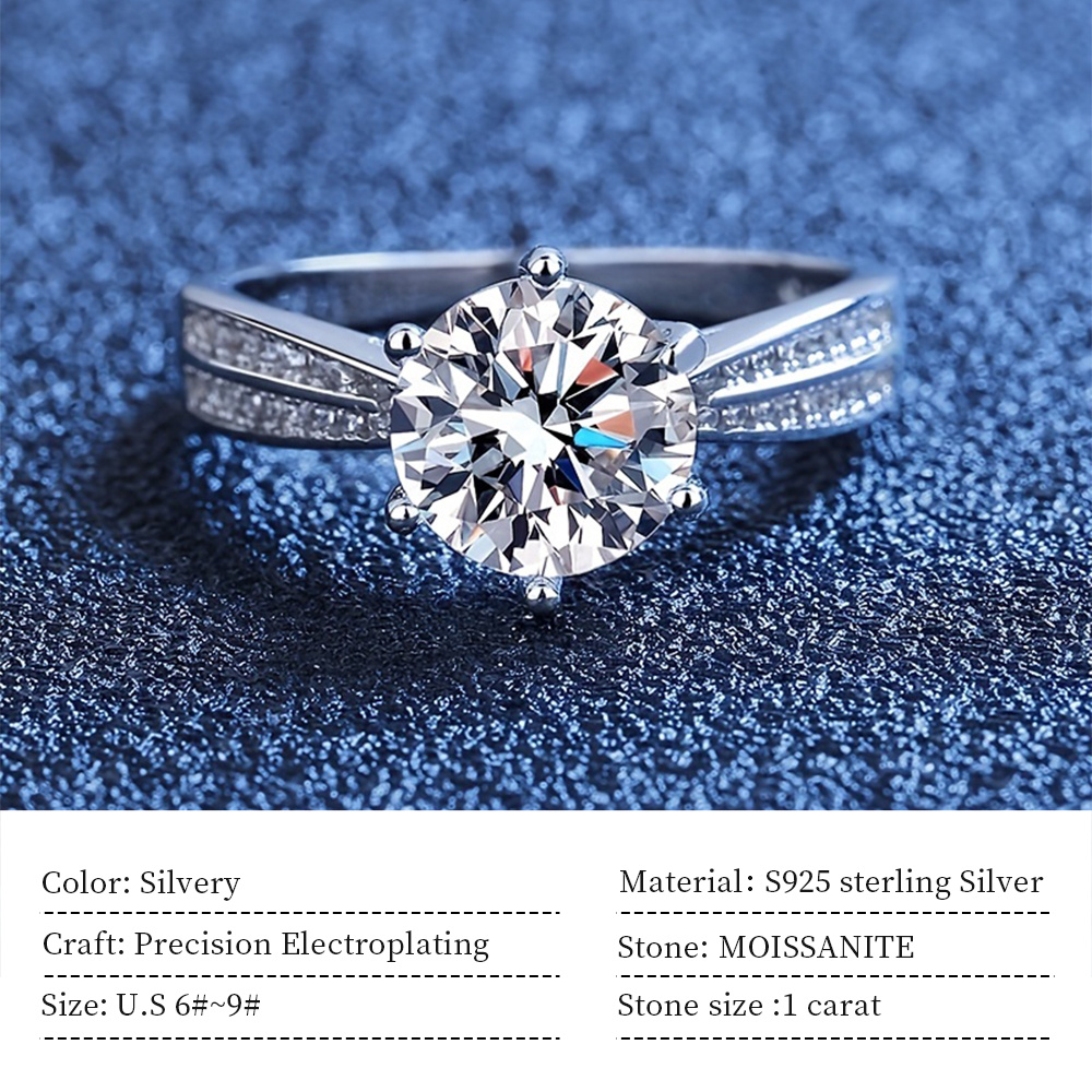 925 sterling silver moissanite queen ring female wedding engagement promise ring details 0