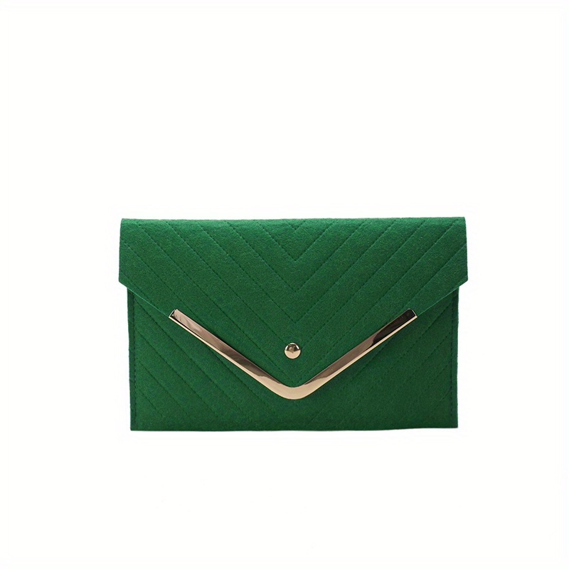 Emerald Velvet Evening Envelop Clutch Bag With Wristlet 